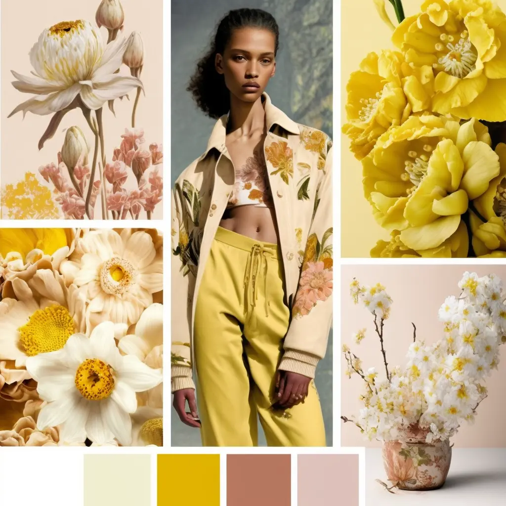 fashion moodboard for spring, inspired by flowers